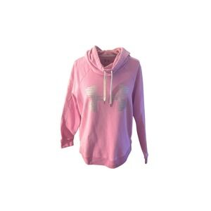 Under Armour Pink Cowl Neck Hoodie Loose Fit Silver Logo Sz M